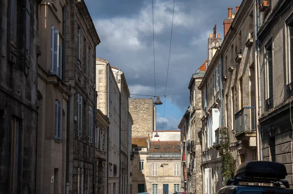 Flou Sélectif Sur Les Bâtiments Bordeaux Typiques Appelés Échoppes Bordelaises — Photo