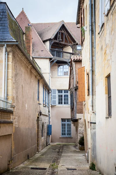 Gesicht Der Mittelalterlichen Häuser Einer Engen Straße Eines Typisch Französischen — Stockfoto