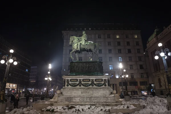 Βελιγραδι Σερβια Δεκεμβριου 2021 Επιλεκτική Θολούρα Στο Άγαλμα Του Πρίγκιπα — Φωτογραφία Αρχείου