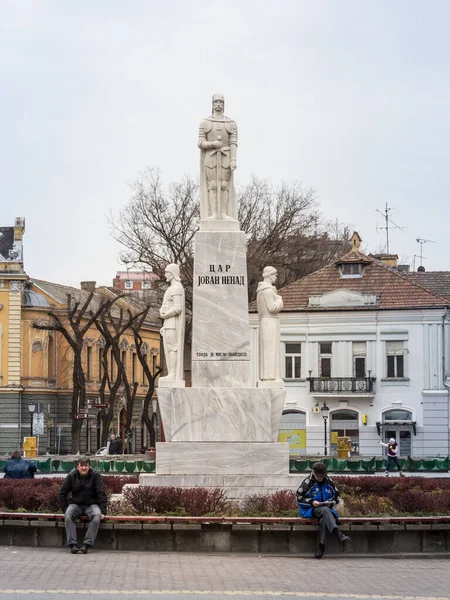 Subotica Serbia Marca 2016 Samochód Jovan Nenad Posąg Głównym Placu — Zdjęcie stockowe