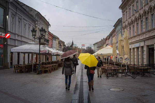 Novi Sad Serbia March 2016 Selective Blur Two Women Walking — Foto de Stock