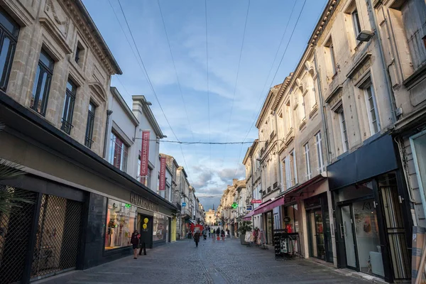 Libourne France February 2022 Rue Montesquieu Pedestrian Street Shops Boutiques — Stock Photo, Image