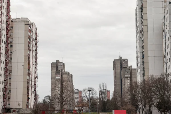 Selective Blur High Rise Buildings District Blok Novi Beograd Egy — Stock Fotó