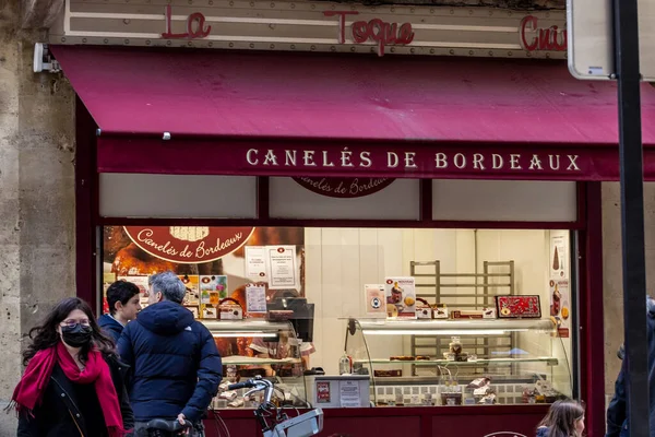 Bordeaux Frankrike 2022 Selektiv Oskärpa Konditori Matlagning Och Sälja Canneles — Stockfoto