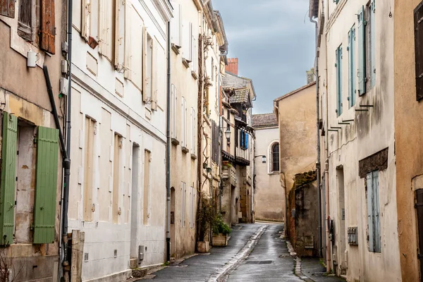 Cara Casas Medievales Una Calle Estrecha Típico Pueblo Medieval Francés — Foto de Stock