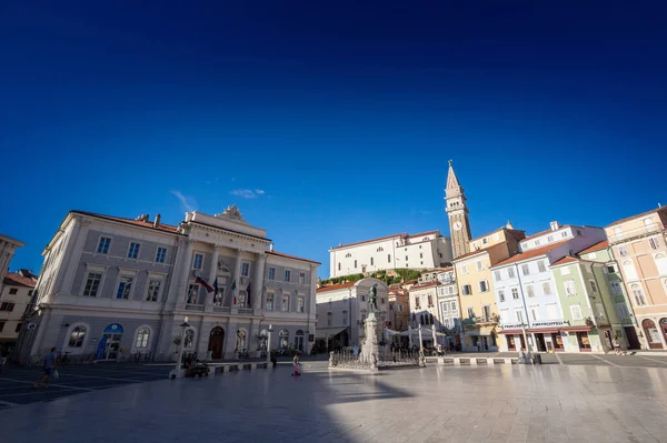 Piran Slovenia September 2021 Panorama Piazza Tartini Square Piran Slovenia — Stockfoto