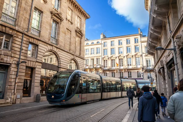 Bordeaux France February Bruary 2022 Tram Built Alstom Passing City — 图库照片