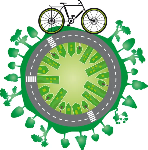 Yeşil dünya ve Bisiklet — Stok Vektör