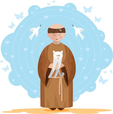St. Francis of Assisi with kitten clipart