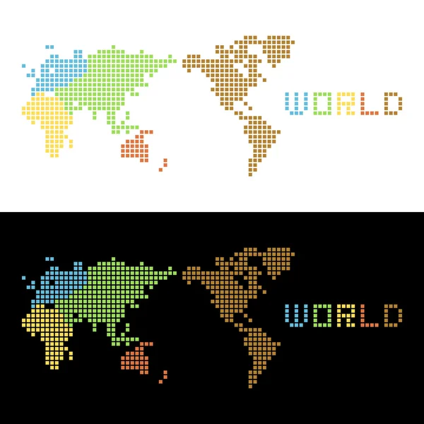 5 つの大陸世界地図、ベクトル イラスト — ストックベクタ