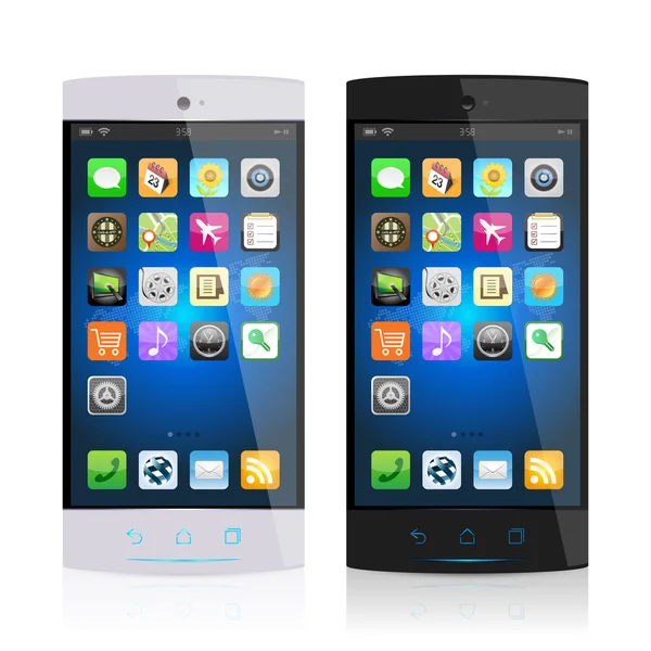 Zwarte & witte mobiele telefoon, vector — Stockvector