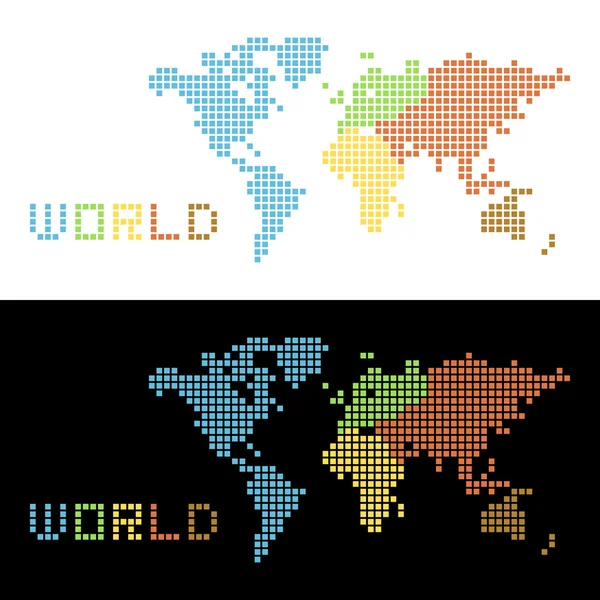 Beş kıtada Dünya Haritası, vektör çizim — Stok Vektör