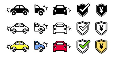 Trafik kazası yol öfkesi araba sigortası simgesi seti