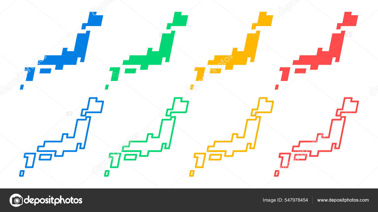 シンプルな日本地図アイコンイラストベクター素材セット ストックベクター C V Graphix