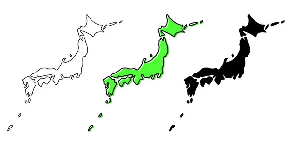 Japonya haritasının çizgi çizimi ve boyama çerçevesi. Resim arkaplan materyali seti