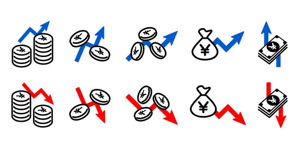 Yen Depreciatie Van Japanse Yen Investering Yen Appreciatie Renteschommeling Vectorillustratiemateriaal — Stockvector