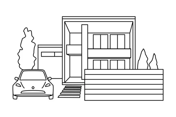 Line Drawing Sketch Designer Custom Built House Vector Illustration Material — Stockvector