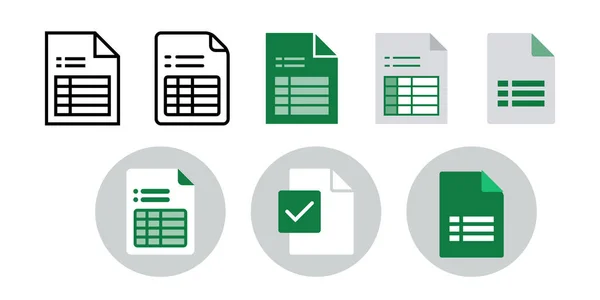 Green Colour Table Calculation Spreadsheets Simple Vector Icon Set Material — Stock Vector