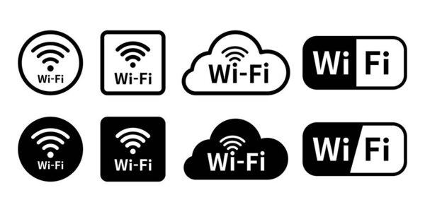 Wi-fi wireless wave communication mark sticker vector icon material set