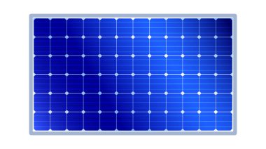 Mavi güneş paneli, güneş enerjisi, detaylı desenli vektör resmetme materyali