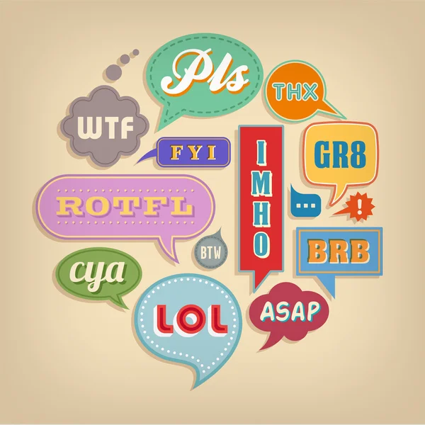 Comic bubbles with popular Acronyms & Abbreviations — Stock Vector