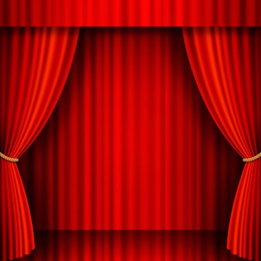 Kırmızı kadife vektör tiyatro