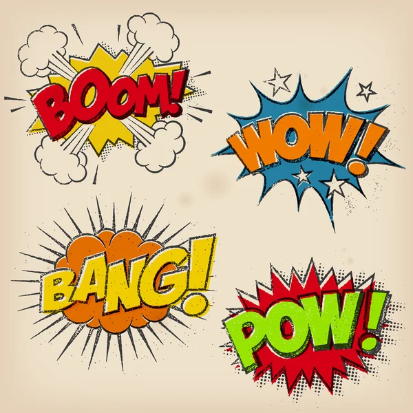 Grunge Comic Cartoon Sound Effects — Stock Vector