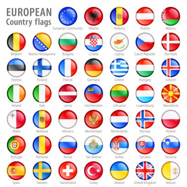 European National Flag Buttons Set clipart