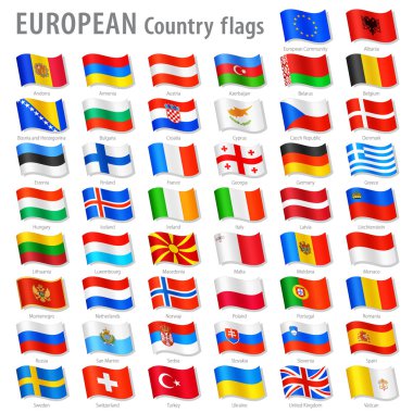 Vector Europe National Flag Set clipart