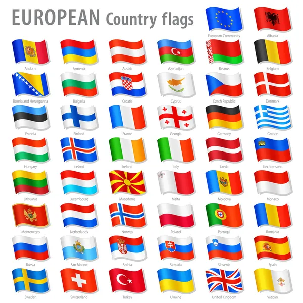Conjunto de Bandeira Nacional do Vetor Europa — Vetor de Stock