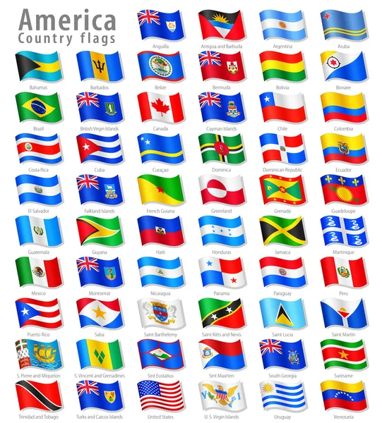 American Vector Waving flag Set — Stock Vector