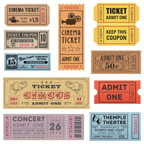 Coleção Grunge Vector Tickets 1 — Vetor de Stock