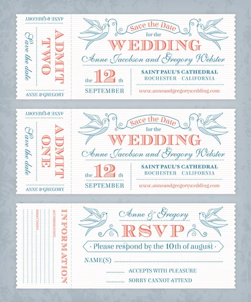 Vecteur Mariage Inviter des billets — Image vectorielle