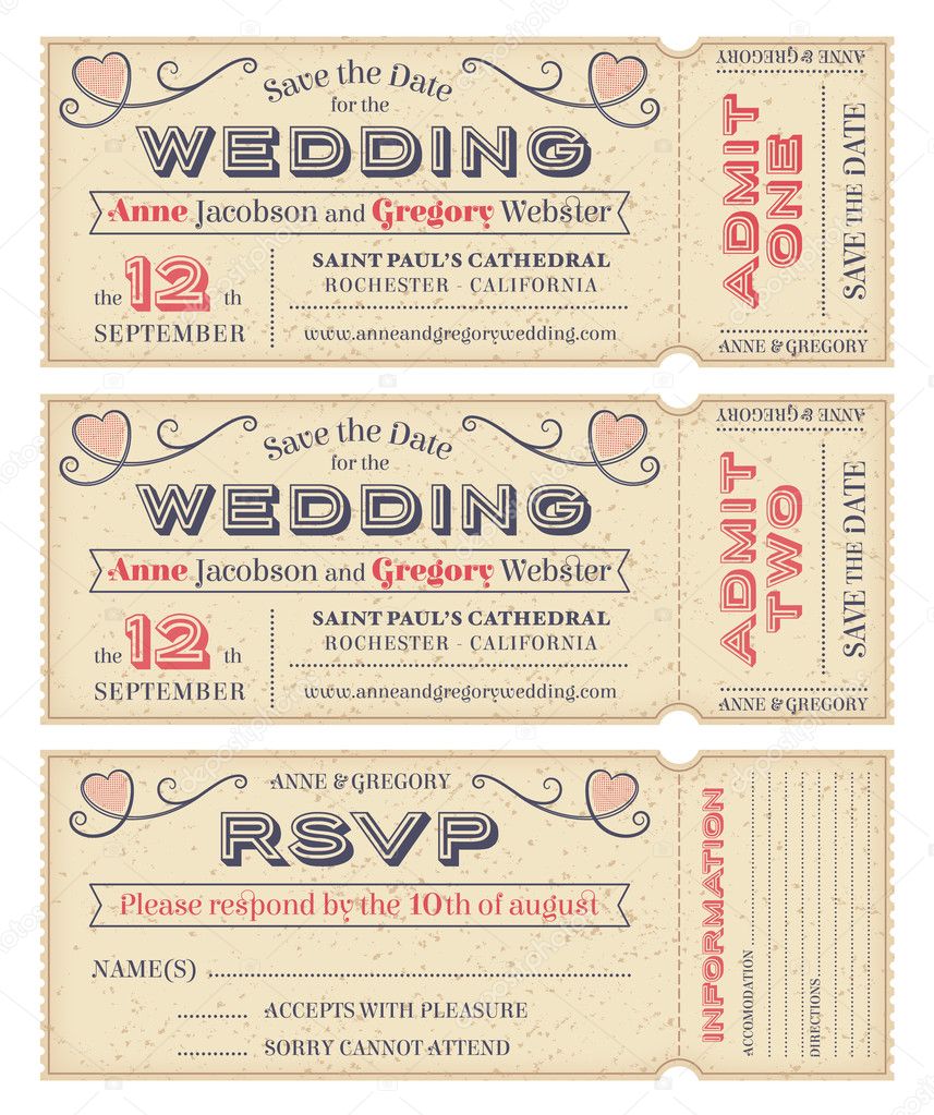 Vector Wedding Invite Tickets