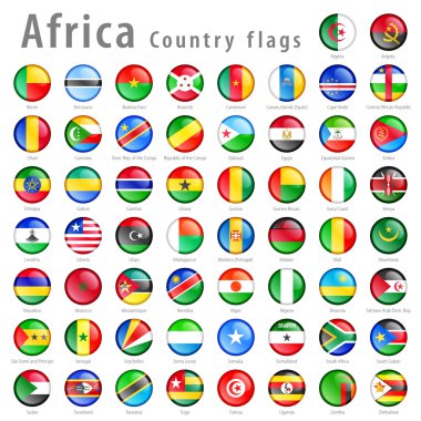 vektör Afrika ulusal bayrak düğme kümesi
