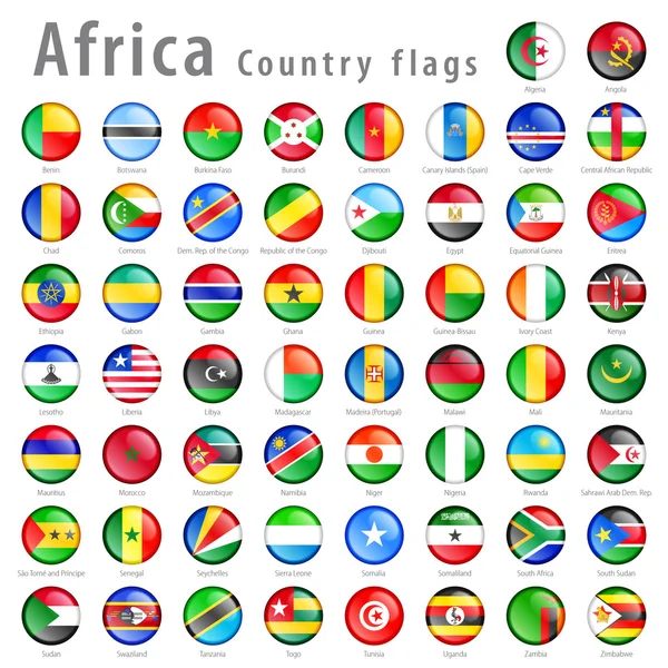 Vector African National Flag Button Set — Stock Vector