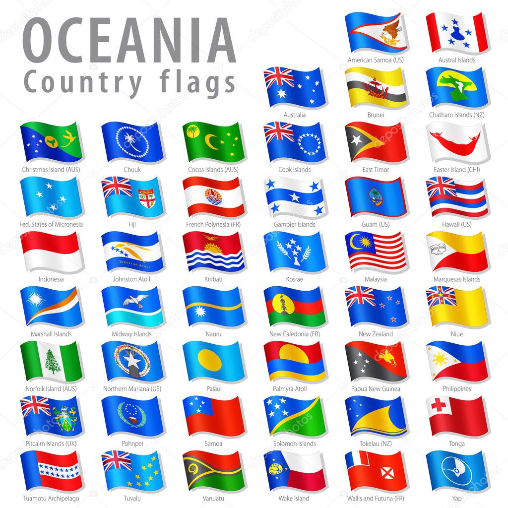 Vector Oceanian National Flag Set