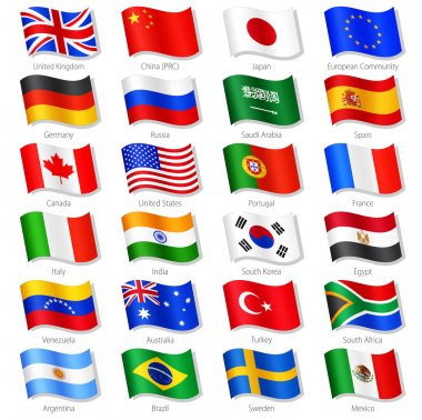 dünyada ilk ülke ülke bayrakları vektör