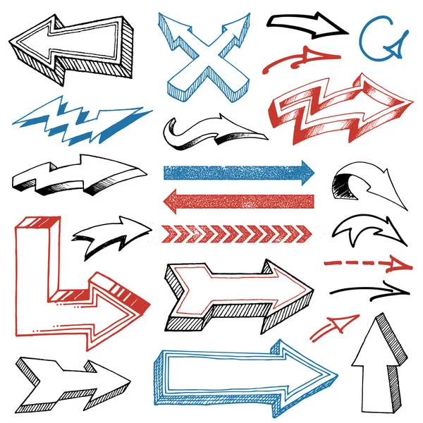 Grunged Hand Drawn Arrows set — Stock Vector