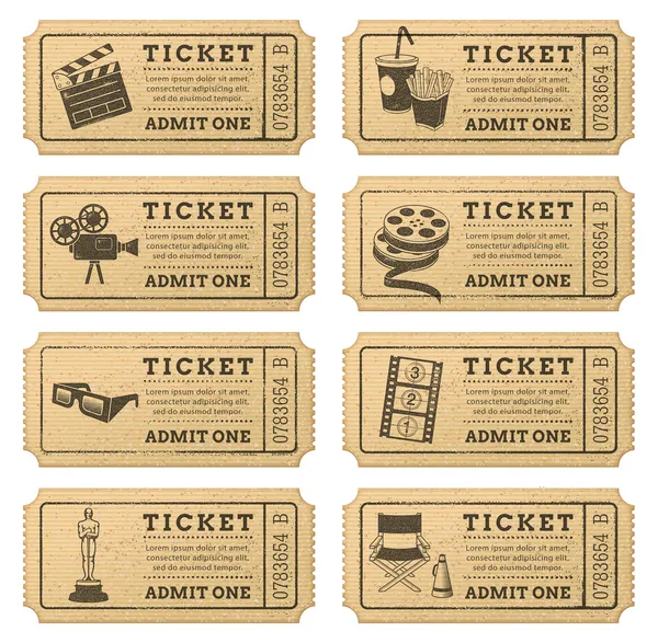 Vector Grunge Cinema tickets — Stock Vector