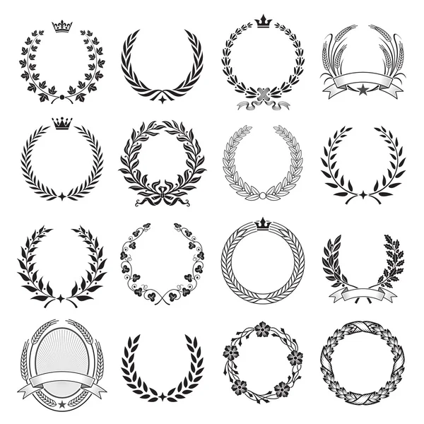 Laurel Wreath round Ceremonial Frames. — Stock Vector