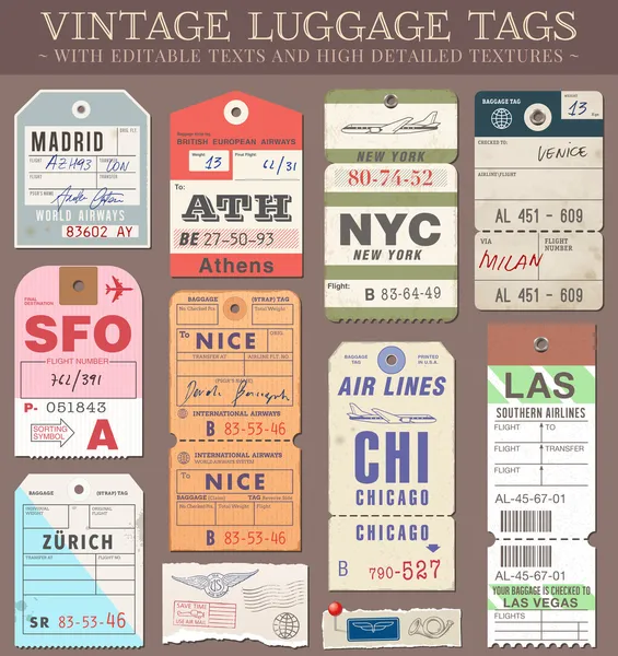 Vector Luggage Tags — Stock Vector