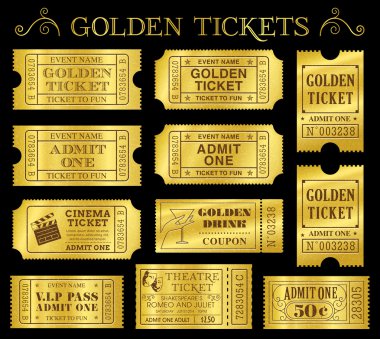Golden Vector Ticket Templates