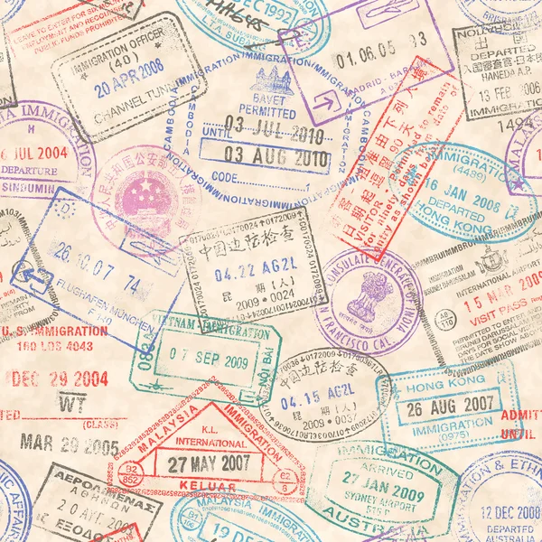 Γραμματόσημα διαβατήριο άνευ ραφής υφή — Διανυσματικό Αρχείο