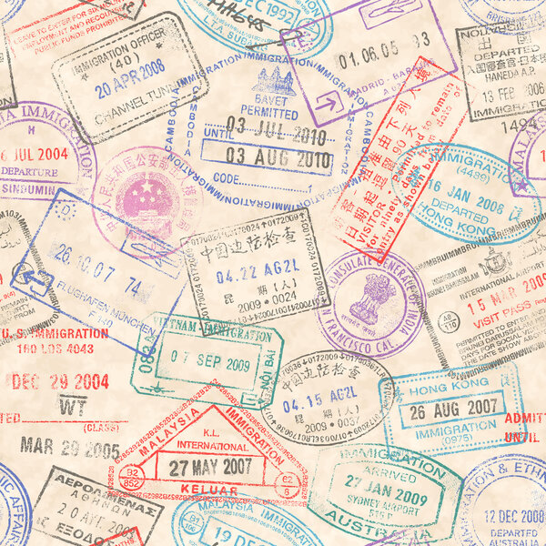 Passport Stamps Seamless texture