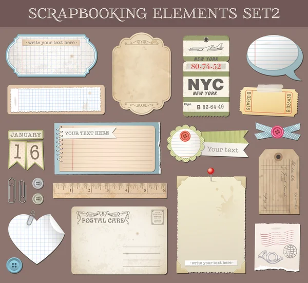 Vector Scrapbooking Elements Set 2 — Stock Vector