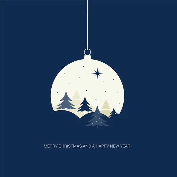 Paysage Hivernal Dans Une Boule Noël Avec Des Arbres Neige — Image vectorielle