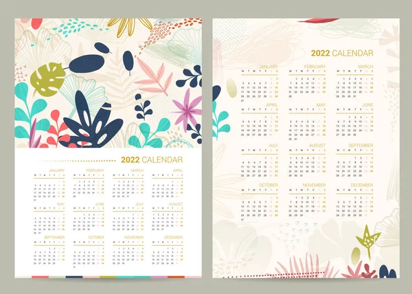 Calendario 2020 Set Plantillas Creativas Imprimibles Arte Moderno Abstracto Lindos — Vector de stock