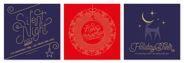 Christmas Cards Square Vector Templates — Stock Vector