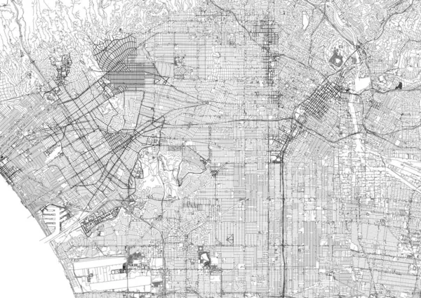 ロサンゼルス市地図 カリフォルニア州地図 — ストックベクタ